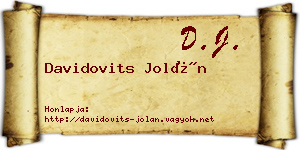 Davidovits Jolán névjegykártya